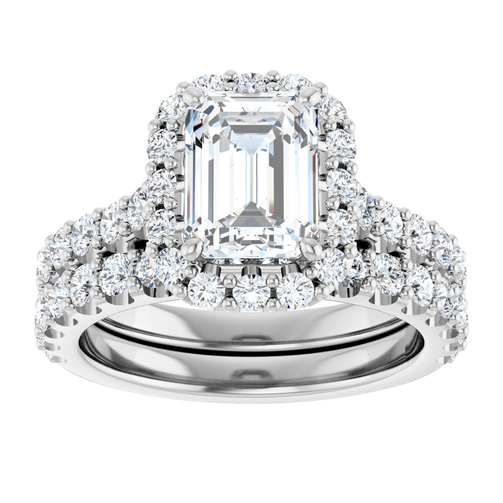 14 k White Lab-Grown Diamond Wedding Set