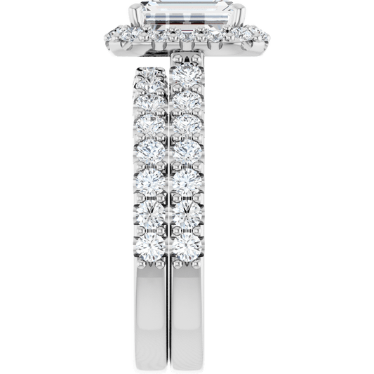 14 k White Lab-Grown Diamond Wedding Set