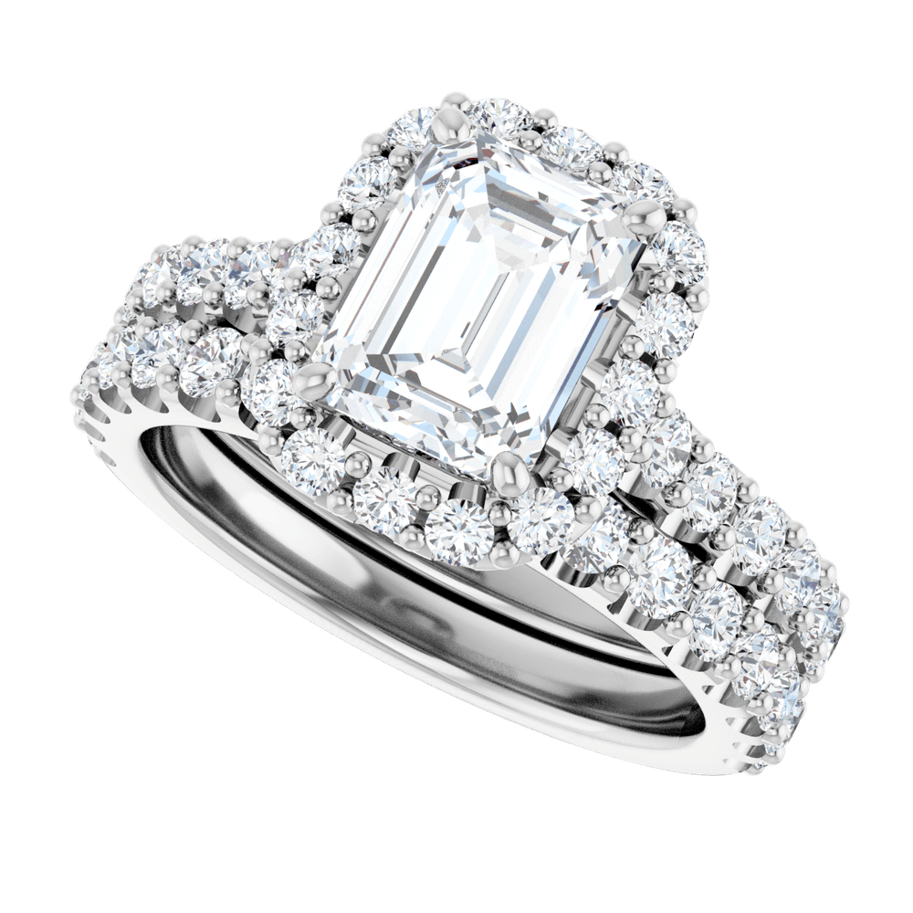14 k White Lab-Grown Diamond Wedding Set