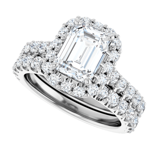 14 k White Lab-Grown Diamond Wedding Set