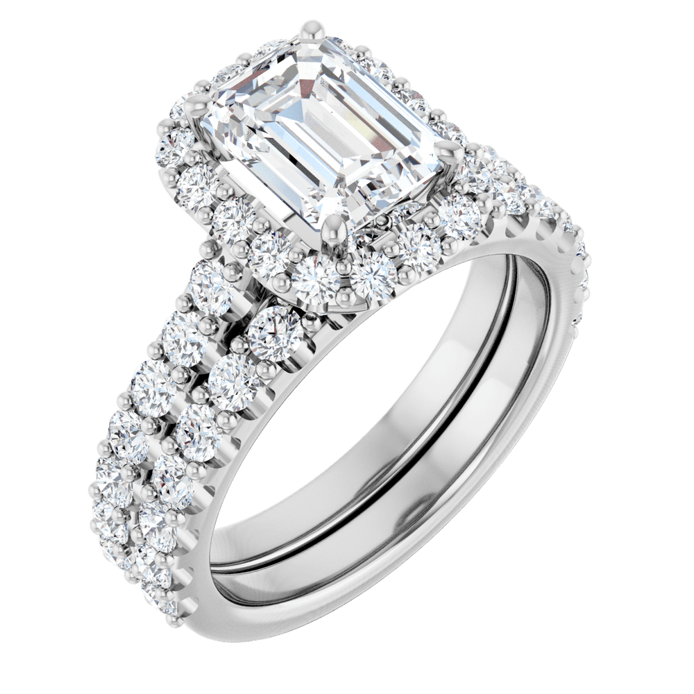 14 k White Lab-Grown Diamond Wedding Set