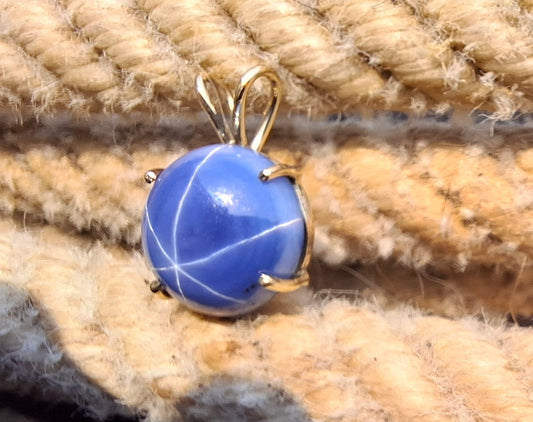 Hand-fabricated 14k Yellow Gold 10mm Lab blue star sapphire