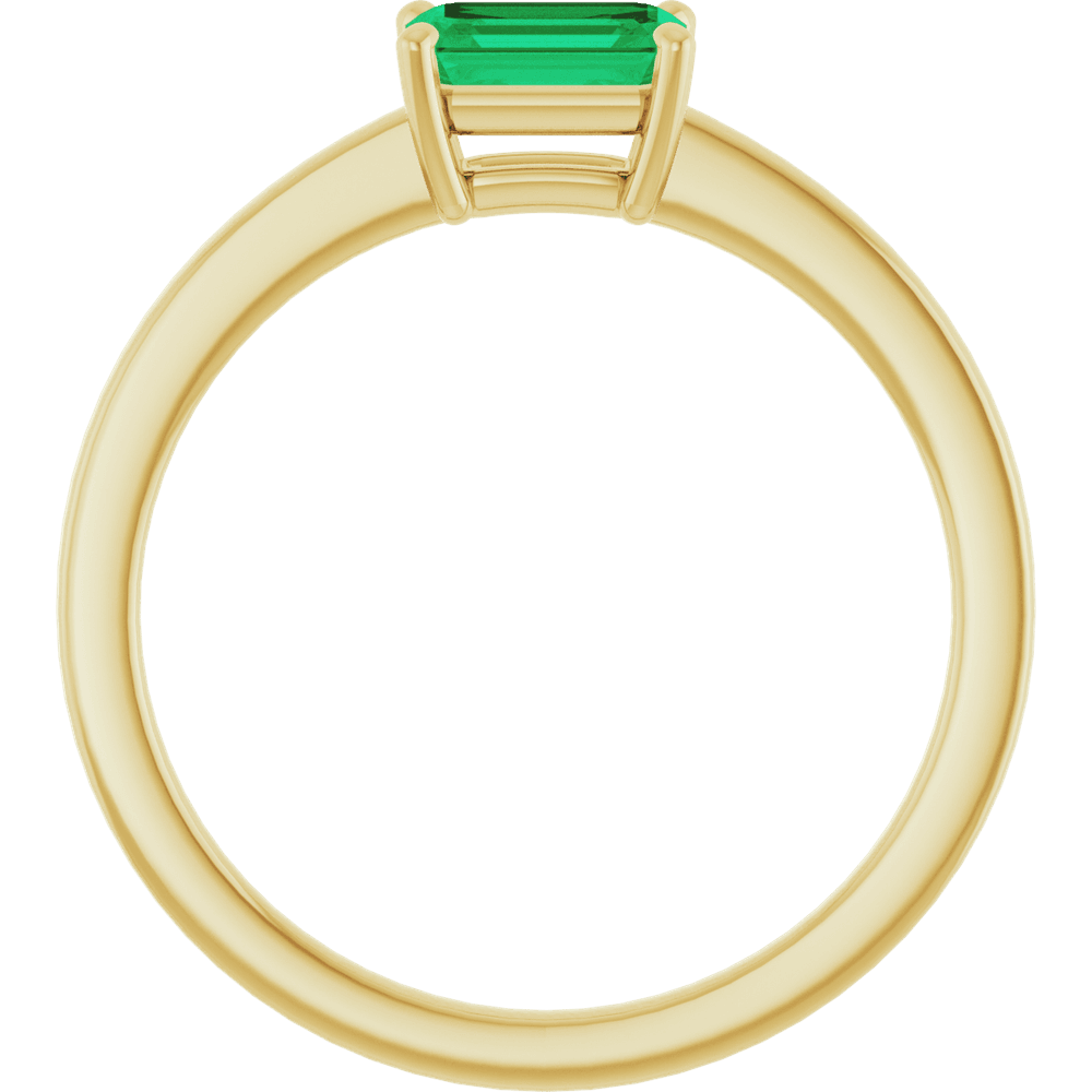 14K Yellow Gold Lab-grown emerald ring